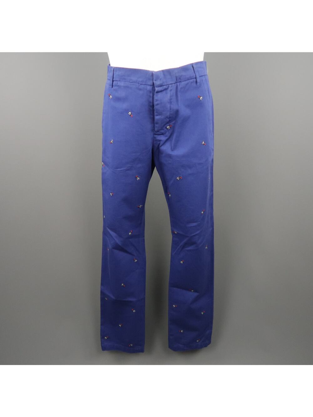 BAND OF OUTSIDERS Size 32 Navy Embroidery Cotton Button Fly Casual Pants